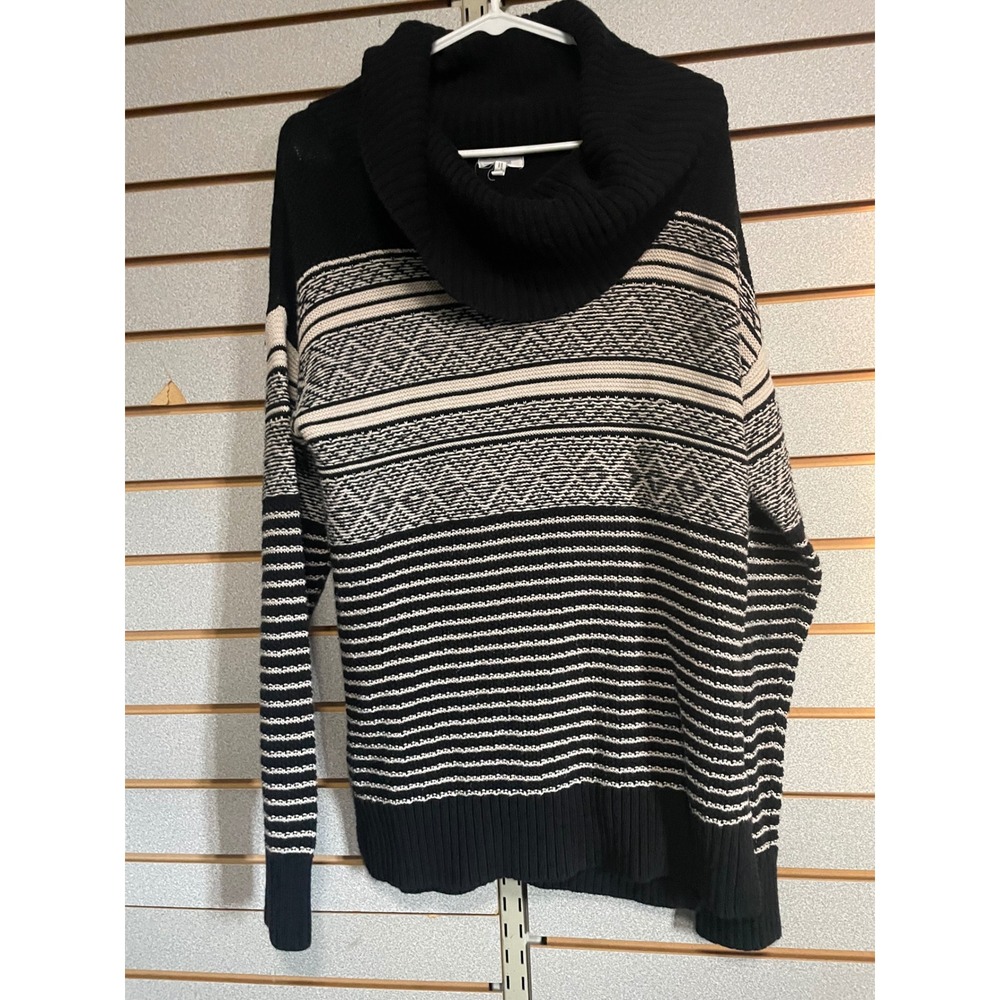 Maurices Black White Fair Isle Cowl Neck Sweater Women's Size M